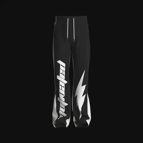 Black & White “Motivated” Flared Sweatpants – MBO Clothing